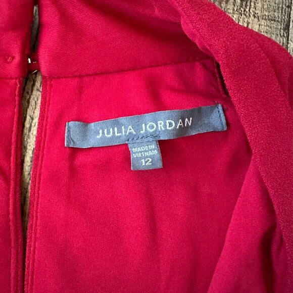 Red Julia Jordan Sleeveless Belted Jumpsuit With Wide Legs & Pockets - Picture 9 of 11